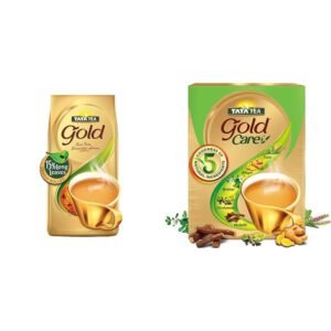 Tata Tea Gold 500 gram, Premium Assam teas with Gently Rolled Aromatic Long Leaves, Rich & + Tata Tea Gold Care 500 gram, Goodness Of Cardamom, Ginger Powder, Tulsi, Brahmi & Mulethi,