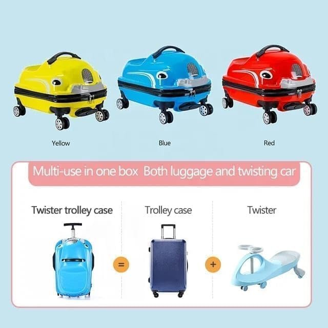51be9vathl 18-Inch Kids Ride-On Suitcase, Cute Car-Shaped Trolley Bag with 360° Universal Wheels, Lightweight Hard Shell Travel Luggage for Children, Portable Riding Cabin Suitcase