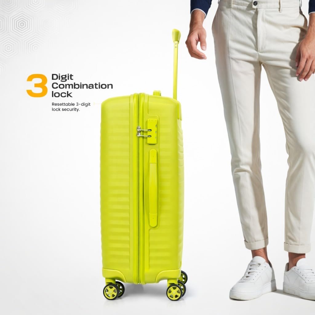 51lcxcaywml. sl1024 Kamiliant by American Tourister Rock-Lite 66L Hard Sided Trolley Bag for Men & Women with 3 Digit Combination Lock, Set of 2pc (Small & Medium) – Cress Green