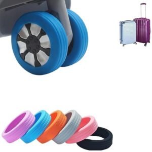 Suitcase Wheel Protector Covers, Silicone Trolley Bag & Luggage Wheel Covers for Smooth Rolling and Floor Protection, Anti-Scratch Reusable Wheel Sleeves for Travel & Office Chairs (Pack of 8)