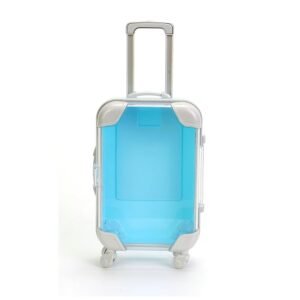 Toy Suitcase for Kids Pretend Play Travel with Rolling Wheels, Handle Luggage Role for Boys & Girls and use for Mini Trolley Suitcase Candy Box for Lashes and Candy (Sky Blue)
