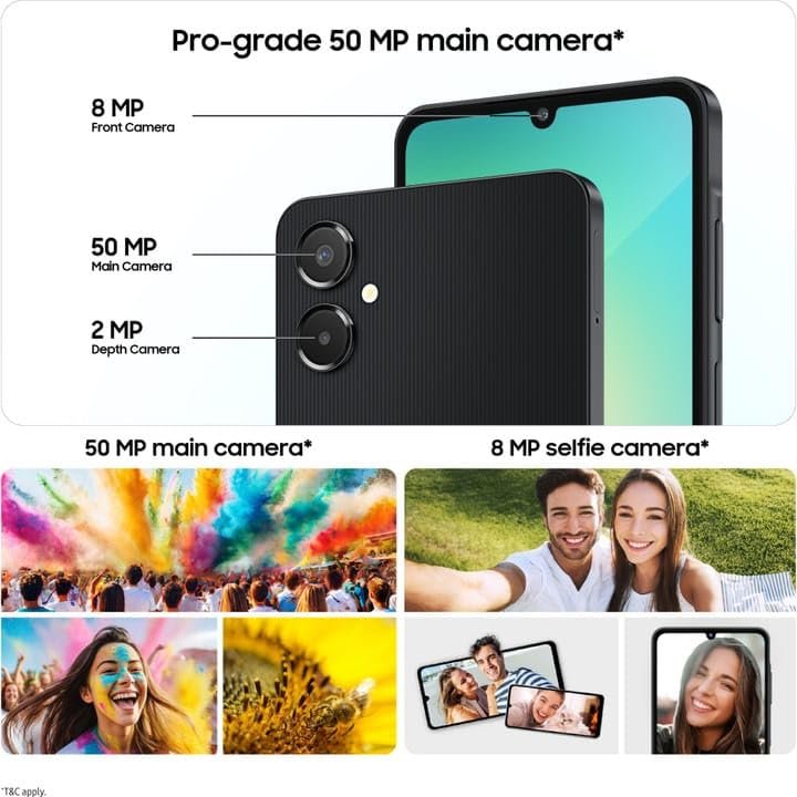 51yxtkeszhl Samsung Galaxy A06 5G Light Gray 4GB RAM 64GB ROM with 6.7 inch HD Plus 90Hz Display, 50MP Dual Camera, 8MP Front Camera, MTK D6300 Processor, 5000mAh Battery, Side Fingerprint, One UI 7.0