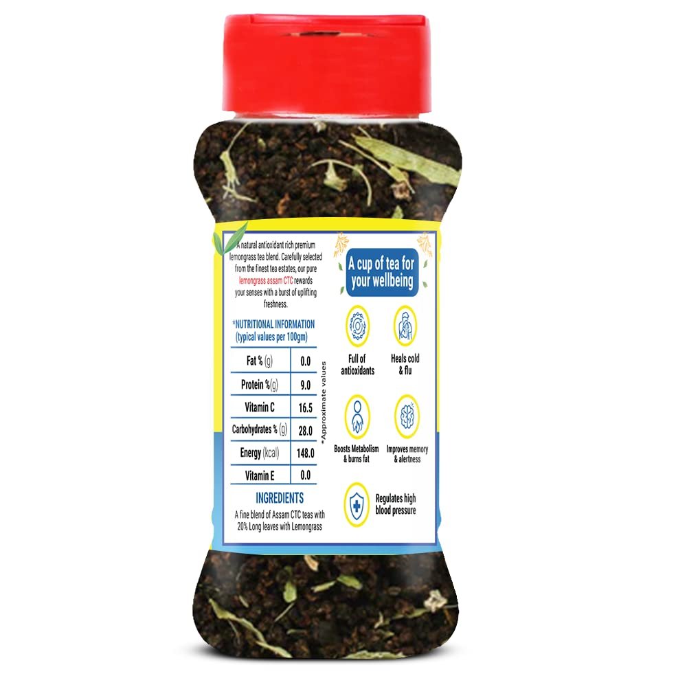 51clhvqcl. sl1000 Brew Lab Lemon Grass Assam CTC | Rich & Aromatic Great Tate Goodness of Lemon Grass Lemon Grass Herbal Tea Plastic Bottle (100 g)
