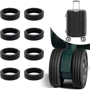YEPZY Travel Luggage Wheel Protection Covers,Trolley Wheel Cover Silicone Shock Absorption Wheel Cover for Trolley Bag Suitcase Wheel Cover Silicone for Most Spinner Wheel Bag/Chair (Black, 32)