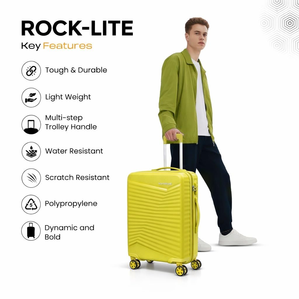 51knea lfl. sl1024 Kamiliant by American Tourister Rock-Lite 66L Hard Sided Trolley Bag for Men & Women with 3 Digit Combination Lock, Set of 2pc (Small & Medium) – Cress Green