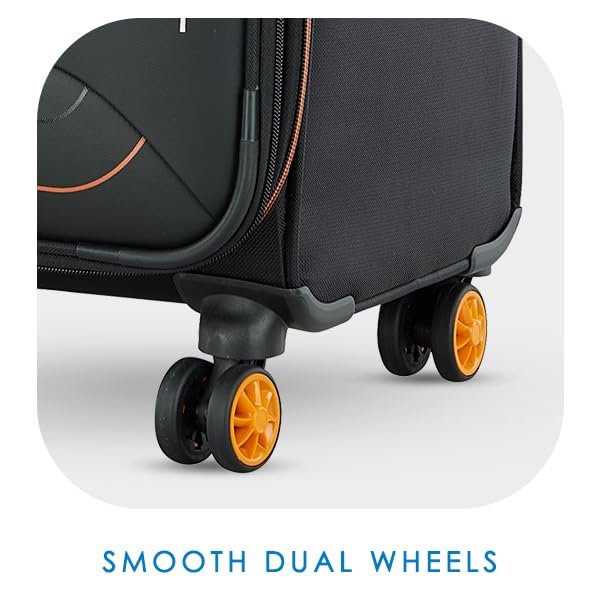 51ol9b2xb7l Skybags Polyester TwentyFour7 Pro 67 cm Medium Size Soft Sided Luggage Trolley Bag – Ink Black|TSA Lock| 15 Inch Laptop Compatible| Dual 8 Wheel Double Spinner|5 Years International Warranty