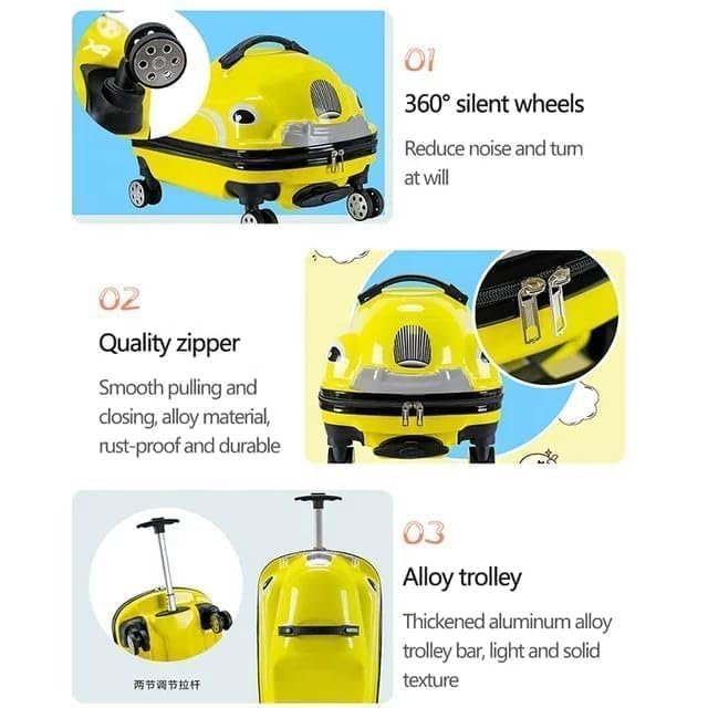 51y2werc8hl 18-Inch Kids Ride-On Suitcase, Cute Car-Shaped Trolley Bag with 360° Universal Wheels, Lightweight Hard Shell Travel Luggage for Children, Portable Riding Cabin Suitcase