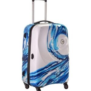 Skybags Polypropylene Check-in Trolley Bag, 66cm | Medium Hard-Sided Luggage for Travel with Smooth 8-Spinner Wheel & Combination Lock | 5-Year International Warranty-White and Blue