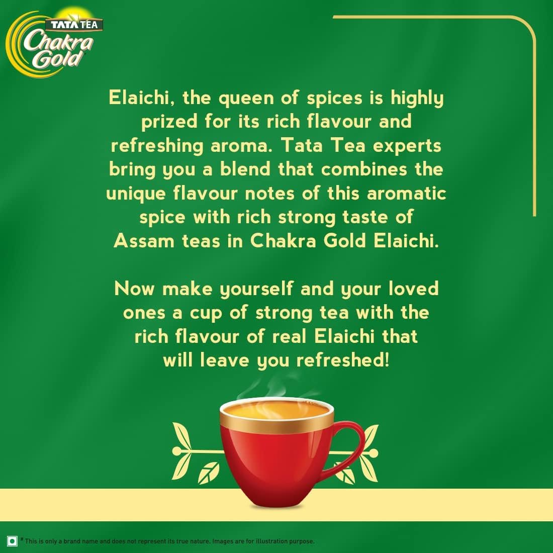 6118b57qwtl. sl1100 Tata Tea Chakra Gold Elaichi Dust Tea| Refreshing Flavour & Aroma of Real Elaichi |Flavoured Assam Tea | 250 Gm (Pack of 2)