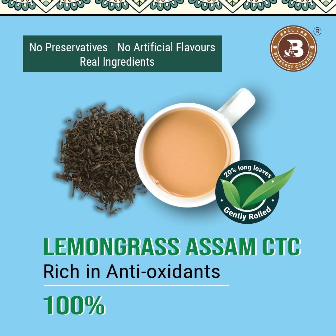 612j5molhml. sl1080 Brew Lab Lemon Grass Assam CTC | Rich & Aromatic Great Tate Goodness of Lemon Grass Lemon Grass Herbal Tea Plastic Bottle (100 g)
