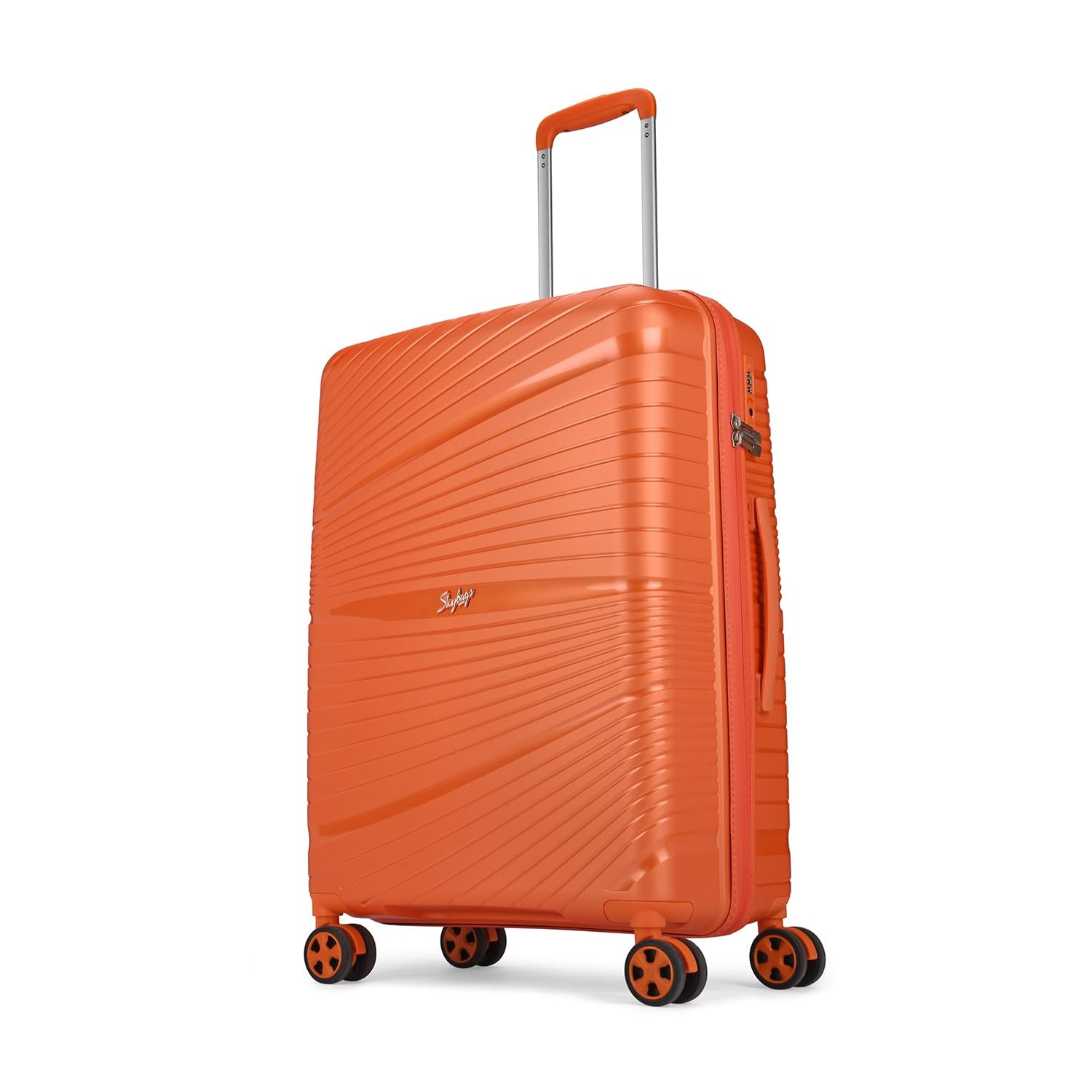 615fh7jyail. sl1500 Skybags Polypropylene Skylite Check-in Trolley Bag, 66cm | Medium Hard-Sided Luggage for Travel with Smooth 8-Spinner Wheel & TSA Lock | 5-Year International Warranty – Orange