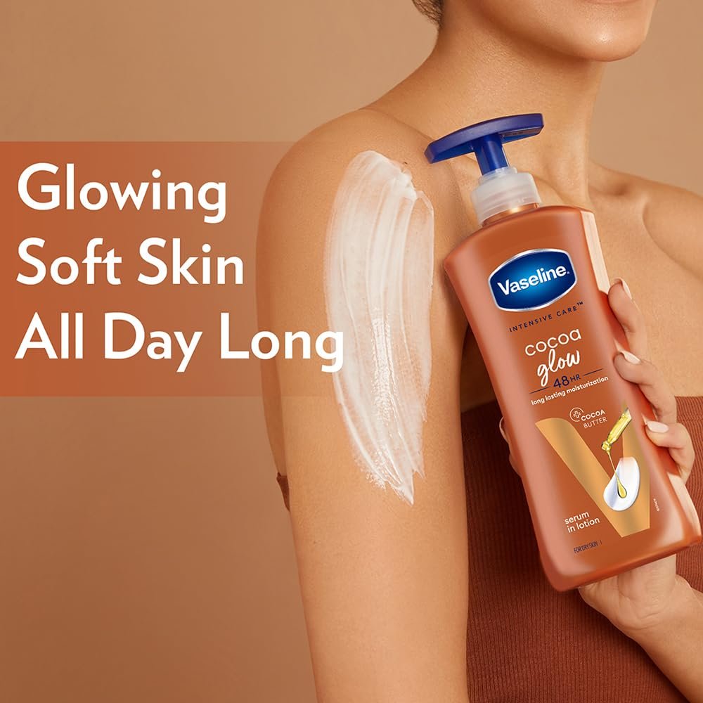 615jobjnjjl. sl1000 Vaseline Cocoa Glow Serum In Lotion, 400 ml | 100% Pure Cocoa & Shea Butter for Glowing & Soft Skin