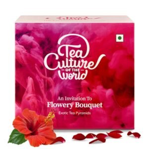 Tea Culture of The World Flowery Bouquet Tea | Hibiscus Tea Bags | Calming Hibiscus & Fragrant Rose | Made with 100% Whole Leaf | Brew Hot or Cold, 16 count