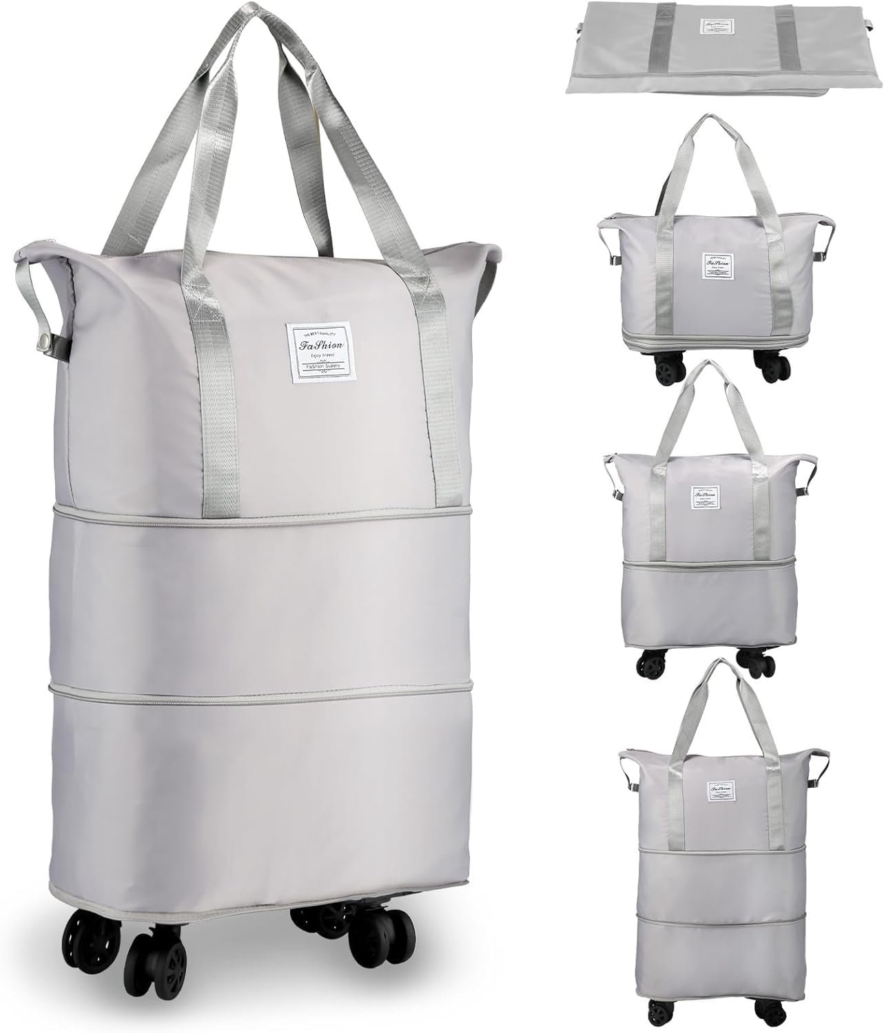 616febaqxtl. sl1500 Foldable Travel Duffel Bag with Wheels | Lightweight Trolley Hand Luggage Bag with Large Capacity & Shoulder Straps | Portable Weekend & Shopping Bag (Multicolour)