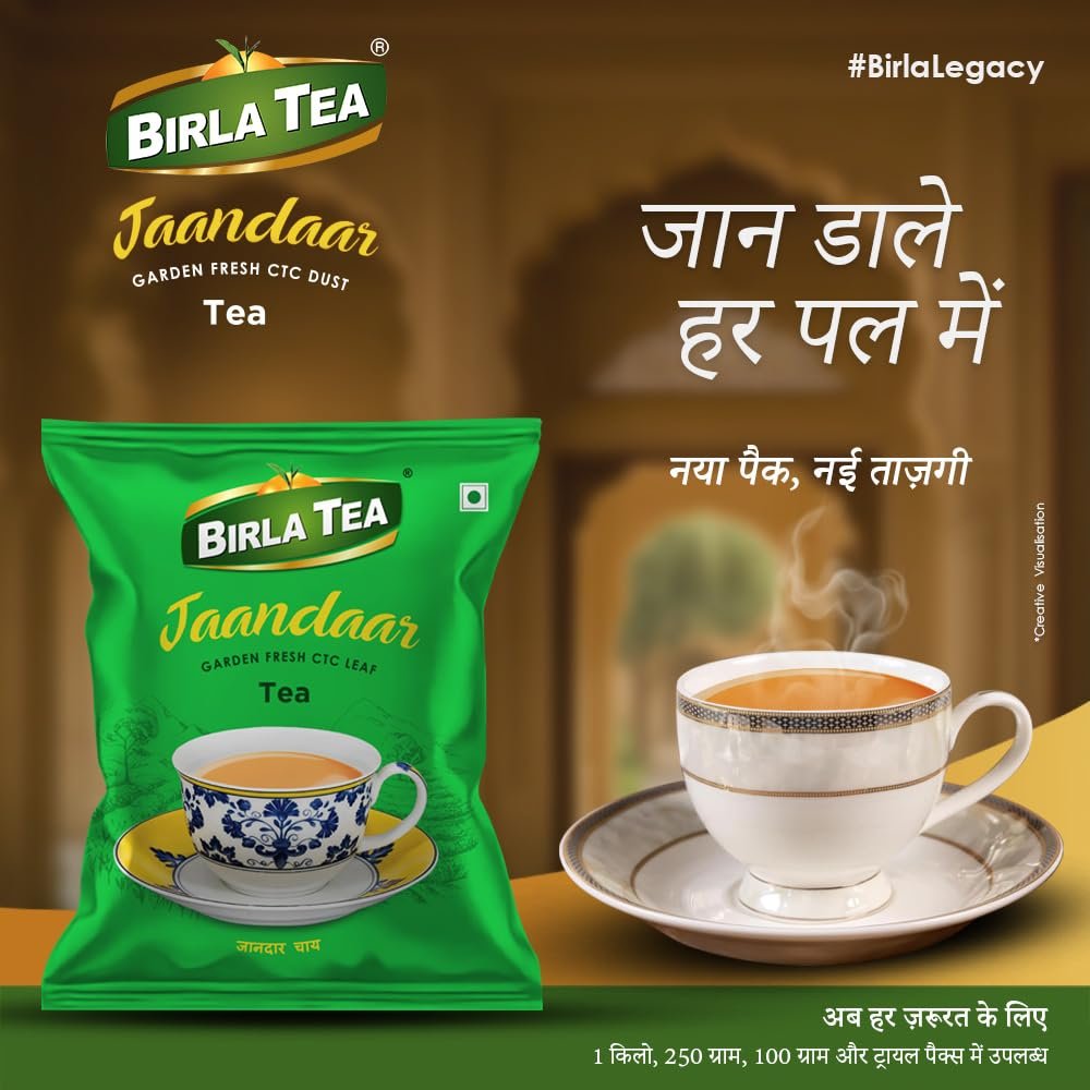 6181nkummtl. sl1000 Birla Jaandaar Premium CTC Tea | Strong Kadak Chai with Refreshing Taste & Extra Bold Character | Assam Black Tea | Loose Leaf | 2 X 250grams