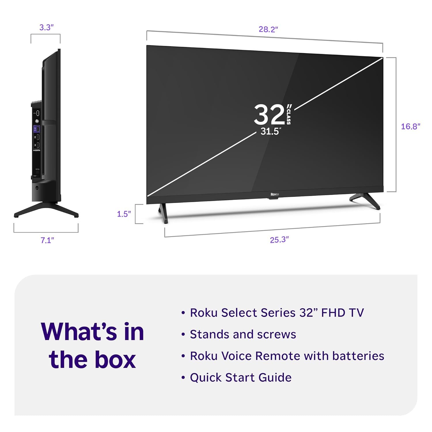 61ccmxsjsl. sl1500 Roku Smart TV 2025 – 32-Inch Select Series, 1080p Full HD TV – Roku TV with Voice Remote – Flat Screen LED Television with Wi-Fi for Streaming Live Local News, Sports, Family Entertainment