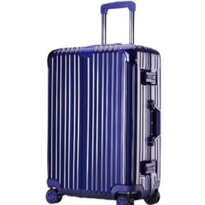 PYB Autograph Lite - Premium TSA Lock Zipless PC Body Metal Look Aluminium Frame Trolley Bag Suitcase 8 noiseless Wheels 360 Rotation Compression Pads for Easy Packing (Royal Blue, Cabin 20 inch)