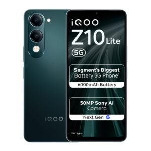 iQOO Z10 Lite 5G (Cyber Green, 4GB RAM, 64GB Storage) | 6000 mAh Battery | Dimensity 6300 5G Processor with 433K+* AnTuTu Score | IP64 Rated & Military Grade Shock-Resistance*
