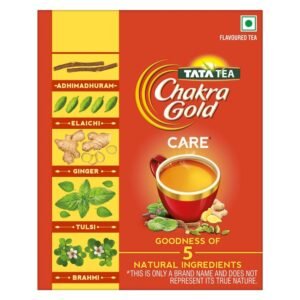 TATA Tea Chakra Gold care Dust Tea| Goodness Of Five Natural Ingredients| Brahmi, Ginger, Tulsi, Elaichi & Adhimadhuram | Flavoured Black Tea |250 grams