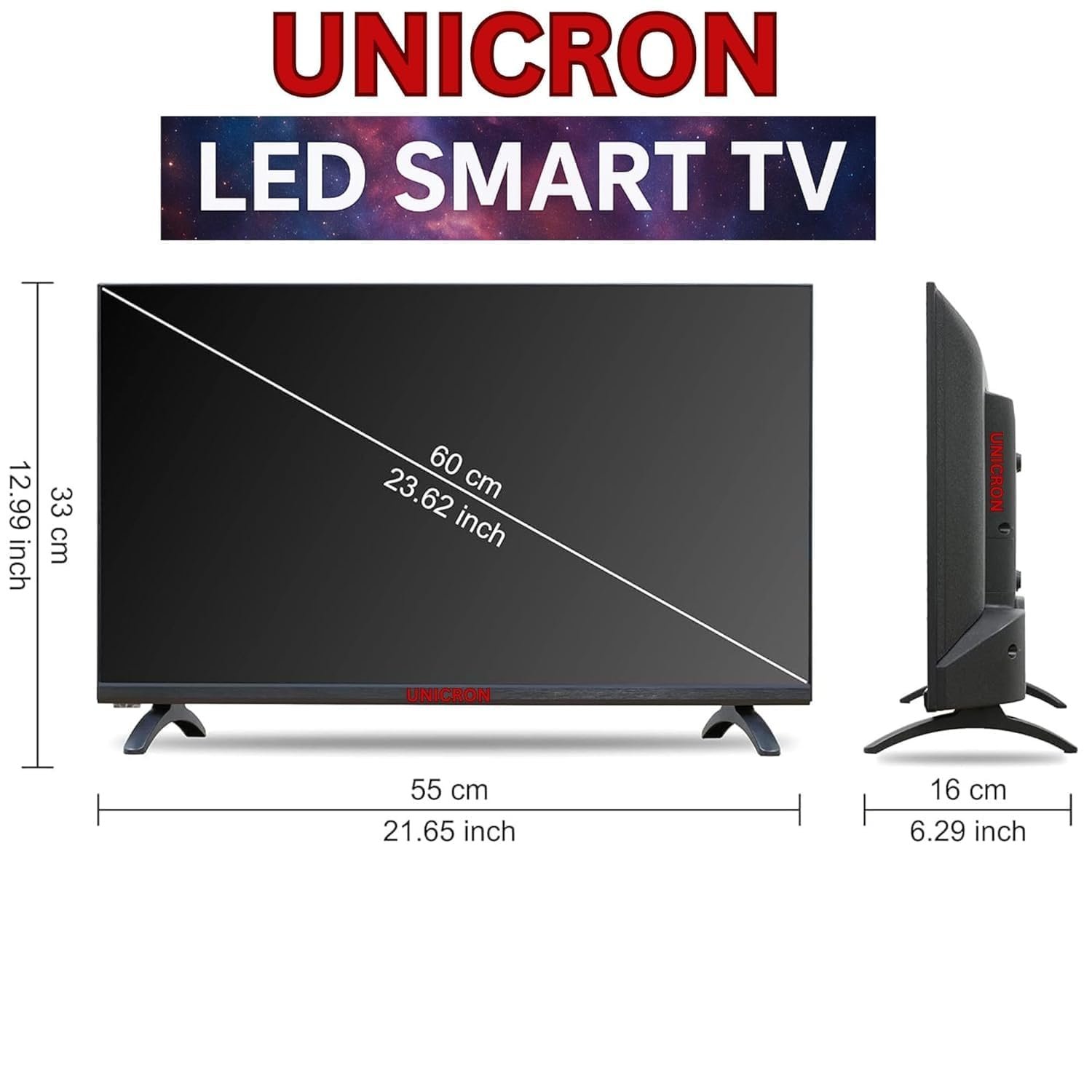 61mr3kdhbbl. sl1500 UNICRON 24INCH HD Ready Android Smart LED TV | WiFi Enabled | Built-in Apps Compatible (YouTube, Netflix, Prime Video) | Screen Mirroring | HDMI, USB Connectivity | Premium Slim & Stylish