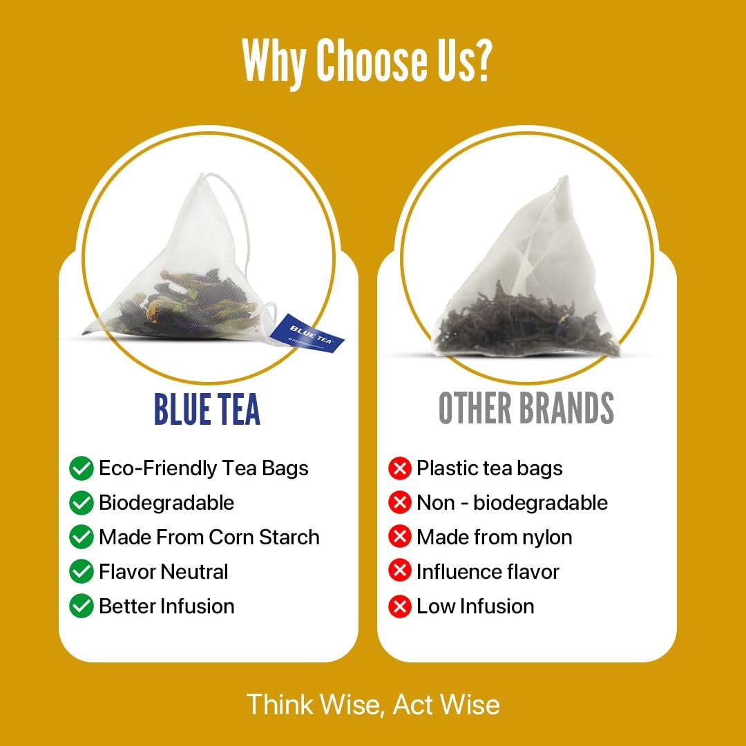 61udcgjjaal. sl1080 BLUE TEA – Chamomile Lavender Tea – 18 Tea Bags – Plant Based | SLEEP TEA | Herbal Tea – Caffeine Free – Flower Based – Non-Bitter – Non-GMO | Featured In Shark Tank | Premium Tin Pack