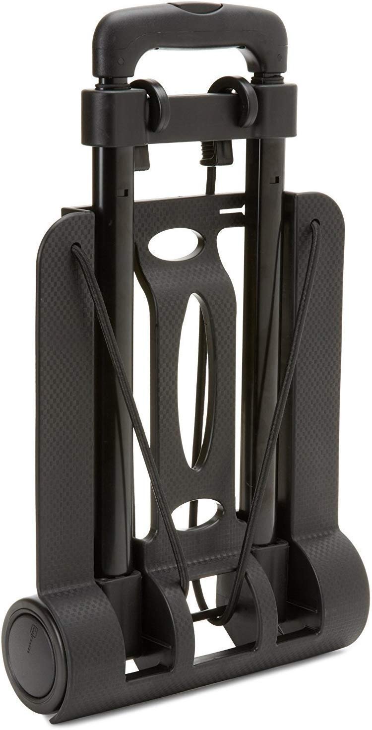 Stainless Steel, Plastic Portable Platform Hand Trolley, Heavy Duty 2 Wheel Solid Construction Utility Cart Compact and Light Weight with 35kg Loading (Black). Stainless Steel, Plastic Portable Platform Hand Trolley, Heavy Duty 2 Wheel Solid Construction Utility Cart Compact and Light Weight with 35kg Loading (Black).