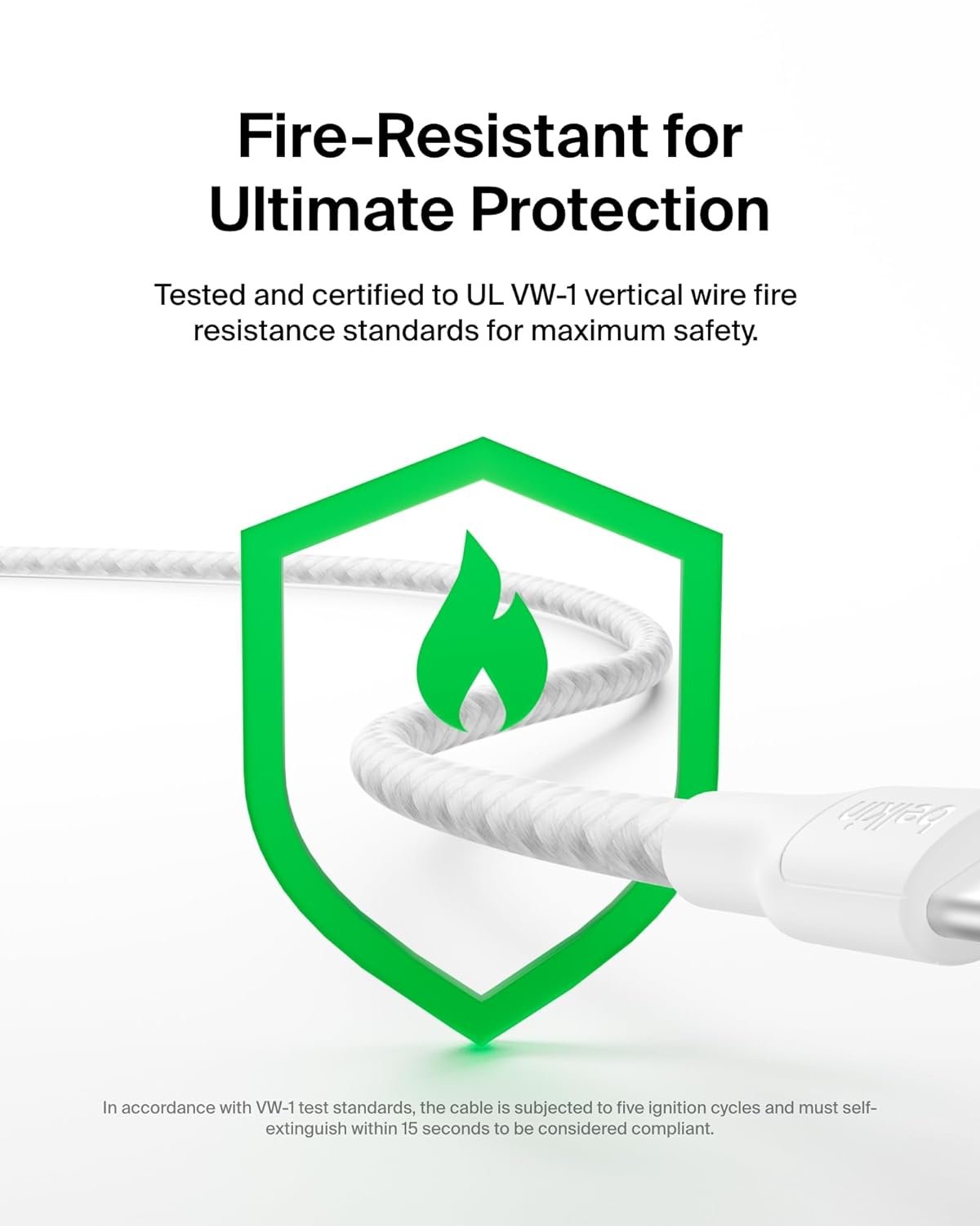 61crot0ndyl. sl1500 1779657475 9005 Belkin Apple Certified USB-C to USB-C Braided Nylon Cable 1 Meter | Fast Charging Cable | Type C Charger Cable for iPhone 17, 16, Galaxy S25, Pixel 9, MacBook, iPad Pro | 2 Years Warranty | White
