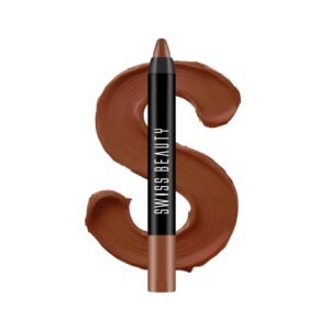 Swiss Beauty Matte Long Lasting Stay Maxx Lip Crayon Lipstick | Matte Finish | 12-Hour Stay | Smudge Proof | Lightweight | Shade-Chocobar, 3.5g