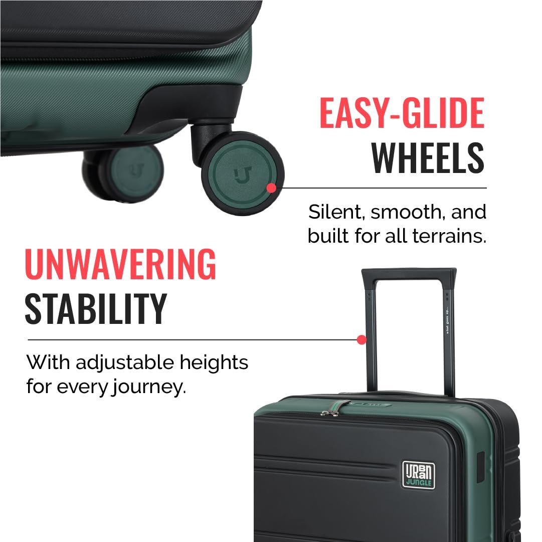 61fwocotenl. sl1081 Urban Jungle by Safari Hold-All Premium Top-Open Medium (67 cm) Trolley Bag, Polycarbonate Check-In Suitcase with 8 Silent Wheels and TSA Lock, Hardside Travelling Luggage for Both Men & Women (Green)