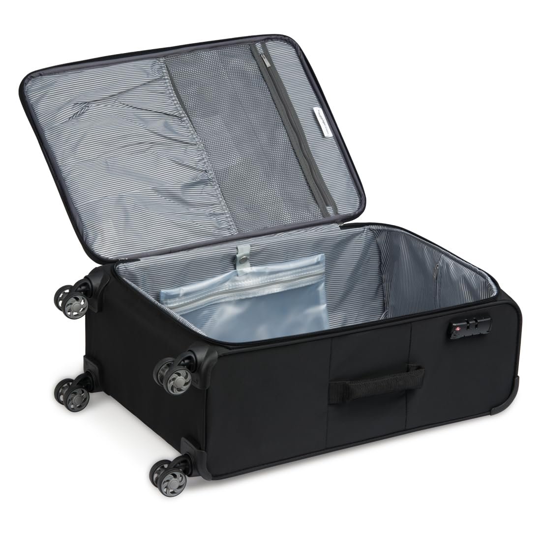 61jor1j9nzl. sl1100 it luggage Debonair Worlds Lightest Bag 70 cms Medium Check-in Polyester Softsided 8 Wheels Spinner Luggage/Suitcase/Trolley Bag for Travel with Lock- Black