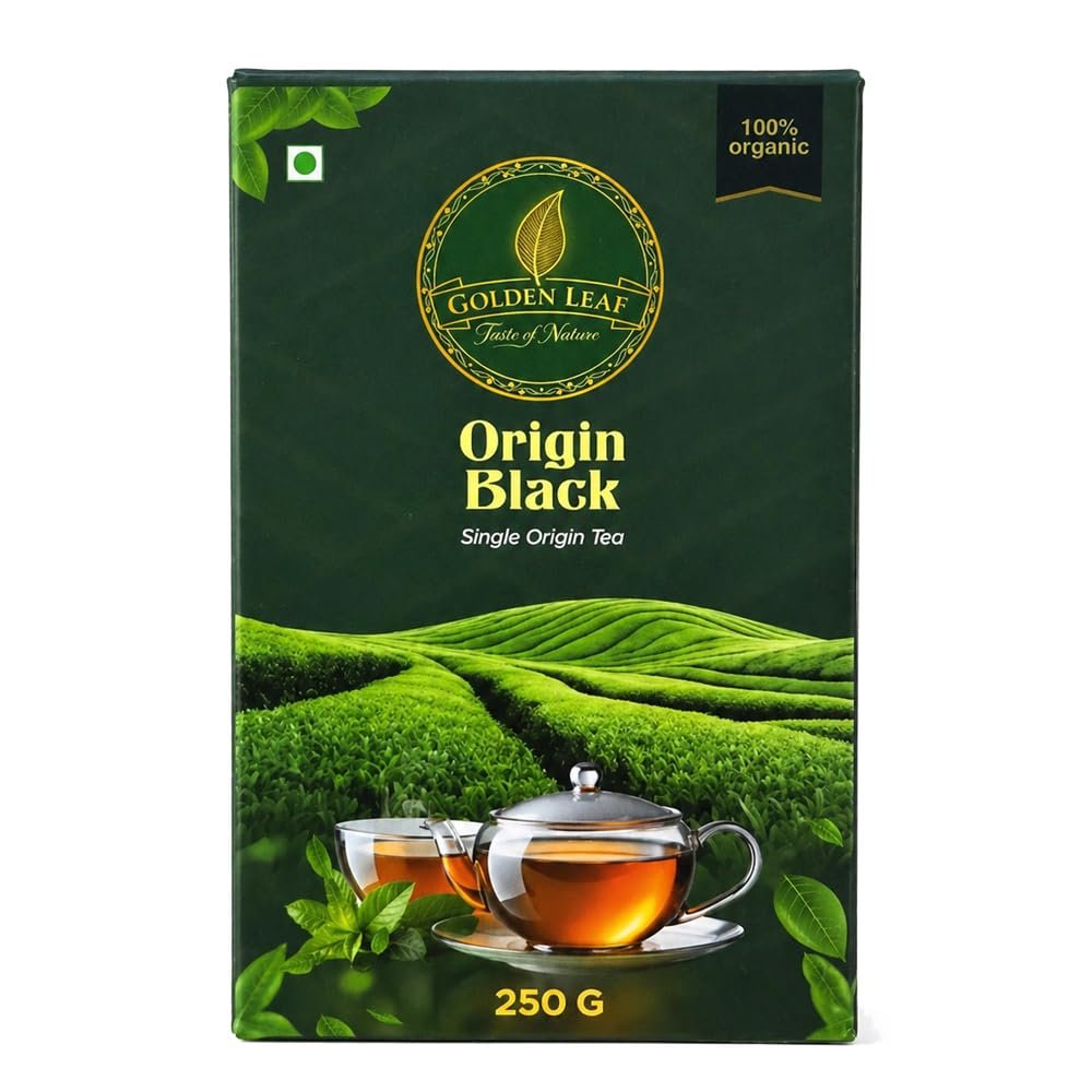 Golden Leaf Premium Tea | Pure & Organic | Fresh Flavour | Single Origin Tea | High Grown Strong Chai | Origin Black 250 g Golden Leaf Premium Tea | Pure & Organic | Fresh Flavour | Single Origin Tea | High Grown Strong Chai | Origin Black 250 g