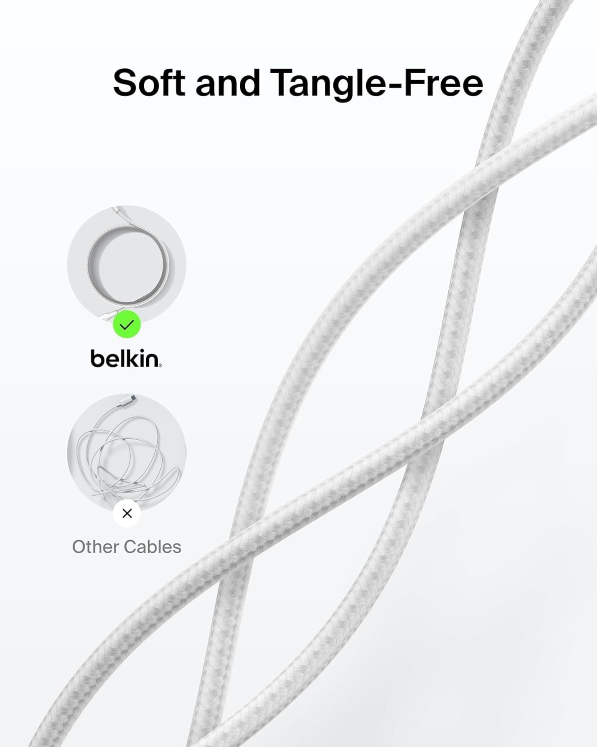 61px44o3jbl. sl1500 1779657473 7729 Belkin Apple Certified USB-C to USB-C Braided Nylon Cable 1 Meter | Fast Charging Cable | Type C Charger Cable for iPhone 17, 16, Galaxy S25, Pixel 9, MacBook, iPad Pro | 2 Years Warranty | White