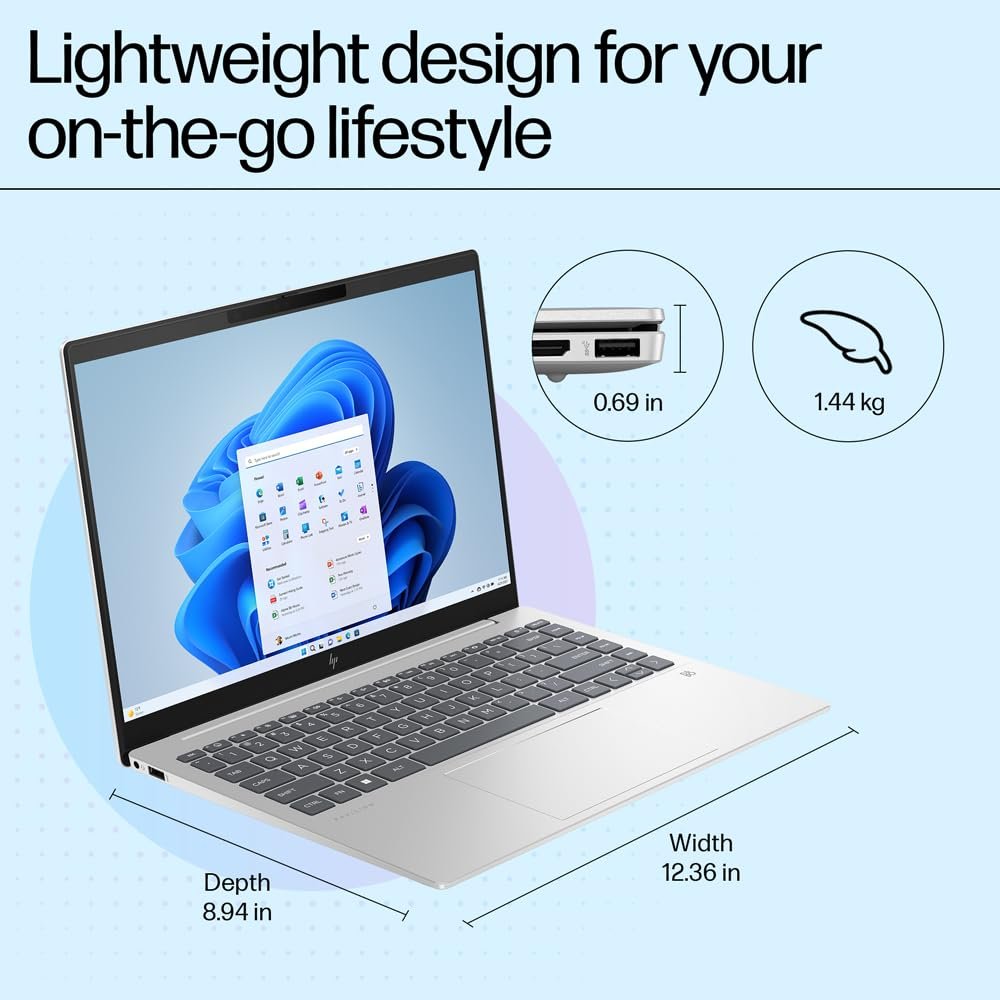61wlvdwvhhl. sl1000 HP Pavilion Plus, 13th Gen Intel Core i5-1335U Laptop (16GB DDR5, 512GB SSD) IPS WUXGA Anti-Glare, 14/35.6cm, Win 11, MS Office, Silver, 1.44kg, Intel Iris Xe Graphics, 5MP IR Camera, ew0116TU/0107tu