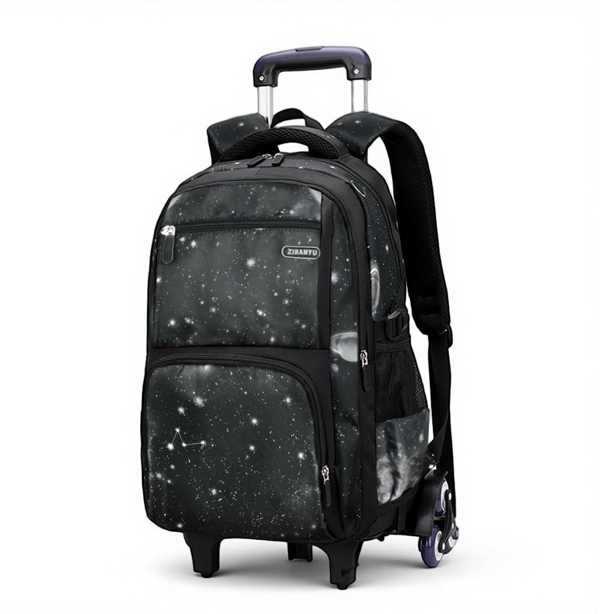 PALAY® Trolley School Bag Black Starry Sky 6-Wheel Backpack with Detachable Trolley Outdoor Large Capacity Nylon Trolly Backpack Multi-Compartments Waterproof School Bag with Wheels PALAY® Trolley School Bag Black Starry Sky 6-Wheel Backpack with Detachable Trolley Outdoor Large Capacity Nylon Trolly Backpack Multi-Compartments Waterproof School Bag with Wheels