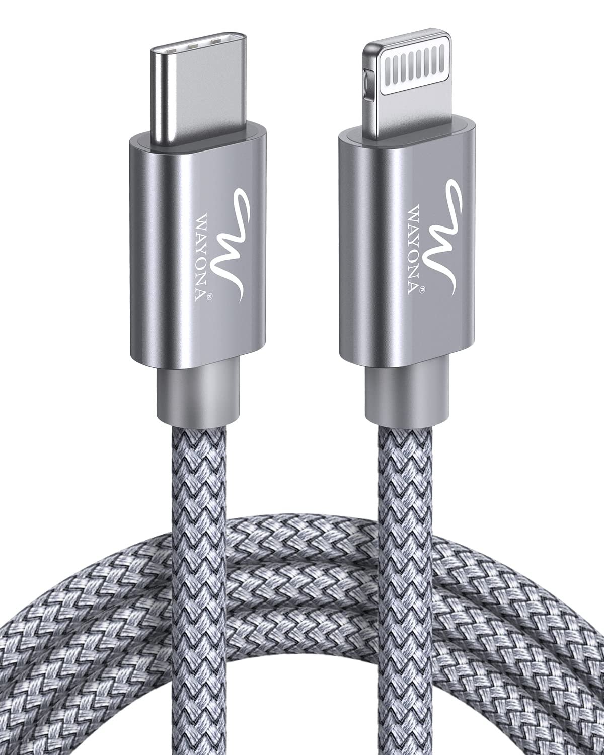 Wayona Type C To Lightning MFI Certified 20W Fast Charging Nylon Braided USB CableC Cable For iPhone 14,14 Pro,14 Pro Max, iPhone 13 Series,12,12 Pro,11,11 Pro Max iPhone 12 Mini, X, 8 (2M, Grey) Wayona Type C To Lightning MFI Certified 20W Fast Charging Nylon Braided USB CableC Cable For iPhone 14,14 Pro,14 Pro Max, iPhone 13 Series,12,12 Pro,11,11 Pro Max iPhone 12 Mini, X, 8 (2M, Grey)