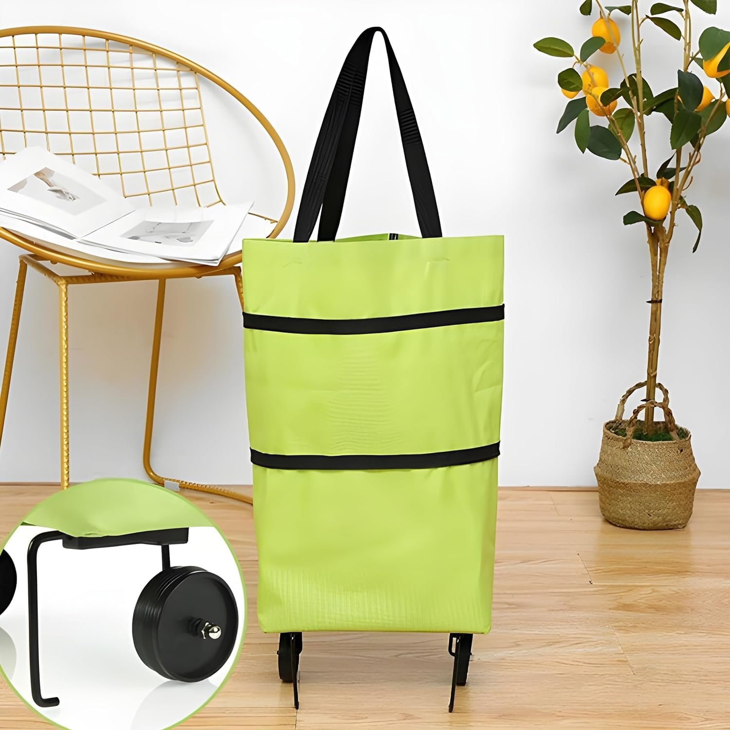 710owc7whll. sl1500 Folding Trolly Gab Trolley Luggage Bags Traveling Vegetable Grocery Clothing Bag with Light Weight and Medium Size with Wheels Women