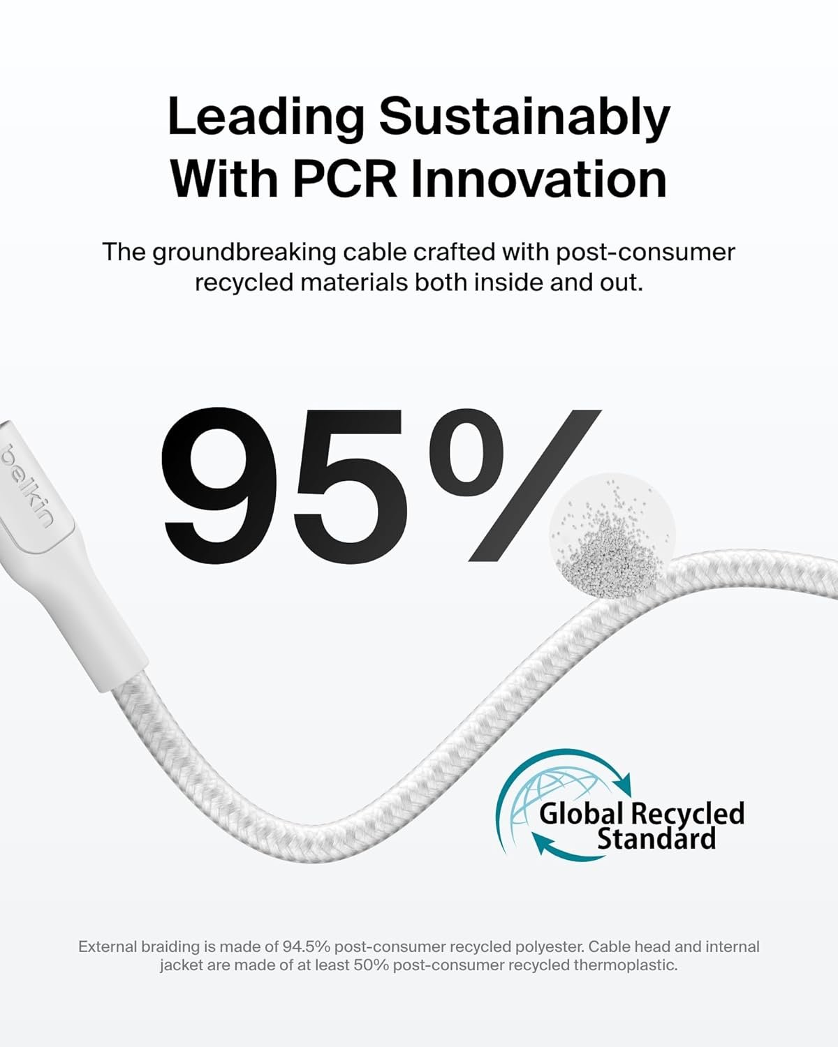 711ynymg6hl. sl1500 1779657472 1452 Belkin Apple Certified USB-C to USB-C Braided Nylon Cable 1 Meter | Fast Charging Cable | Type C Charger Cable for iPhone 17, 16, Galaxy S25, Pixel 9, MacBook, iPad Pro | 2 Years Warranty | White