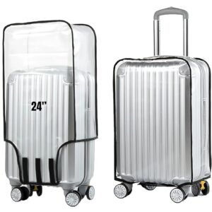 little PANDA 24 inch Trolley Bag Cover Medium Suitcase Cover Transparent Waterproof Dustproof Zippered Clear PVC Luggage Covers (Fits Only on Fiber Plastic Trolley Bag) (Medium (24 inch))