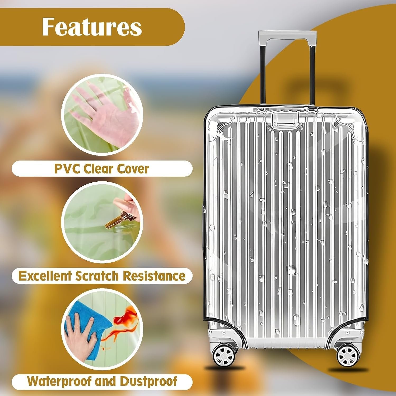715l5dnfm1l. sl1500 28 inch Trolley Bag Cover/Suitcase Bag Cover/Waterproof Dustproof Luggage Covers/Zippered Clear PVC Suitcase Covers Protectors (Pack of 1) (28 inch) (Heavy Quality)