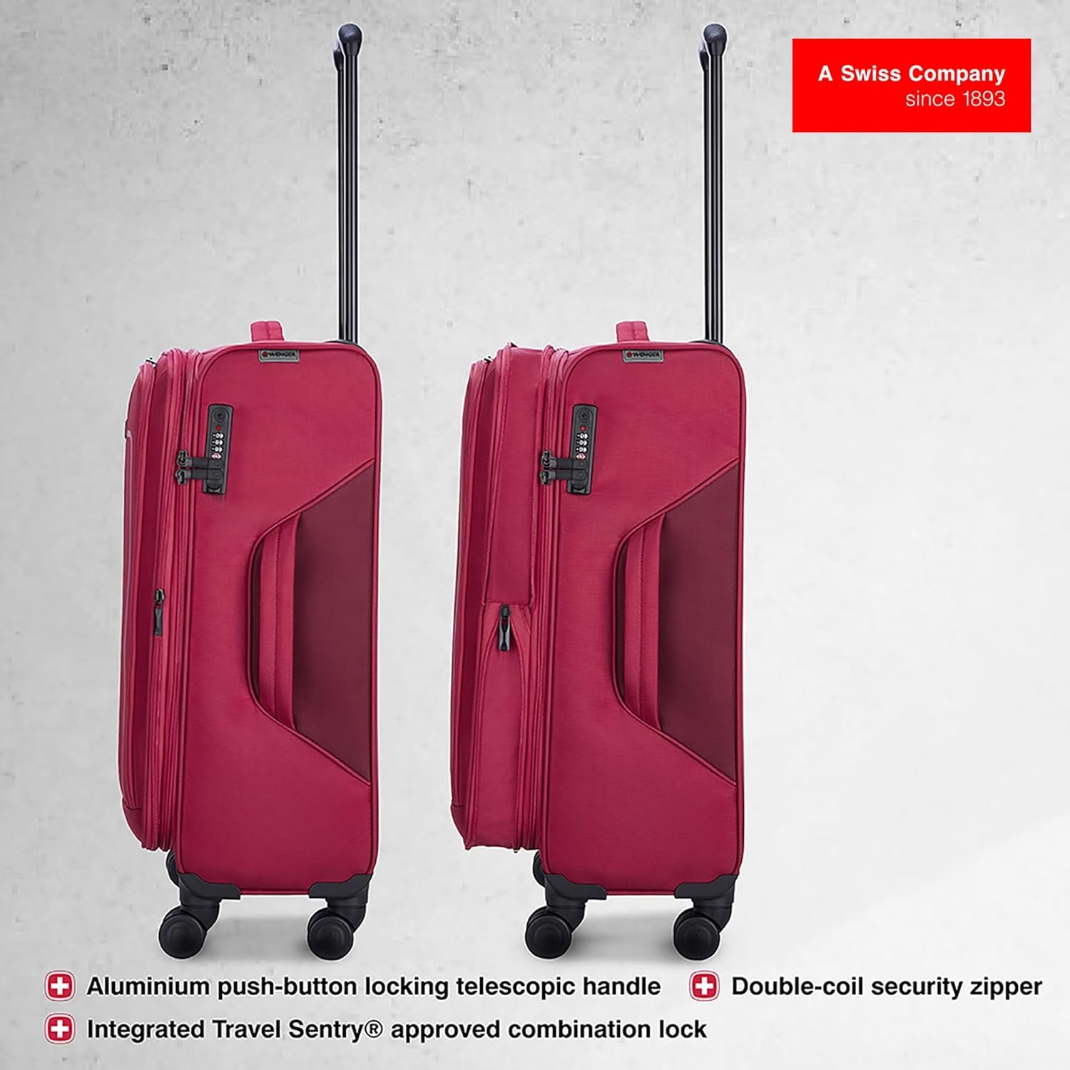 716qbc8qz5l. sl1500 WENGER, Fantic Medium Softside Case, Burgundy, 71 Liters, Swiss Designed-Blend of Style & Function, 612337-X1