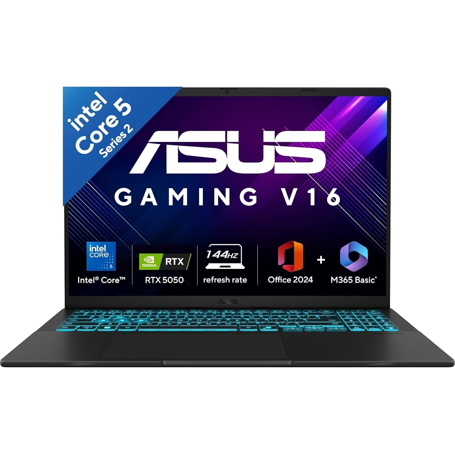 ASUS Gaming V16 (2025), 14th Gen, Intel Core 5 210H Gaming Laptop(RTX 5050-8GB/16GB RAM/512GB SSD/FHD+/16"/144Hz/Windows 11/M365 Basic*/Office Home 2024/Matte Black/1.95 Kg) V3607VH-RP037WS ASUS Gaming V16 (2025), 14th Gen, Intel Core 5 210H Gaming Laptop(RTX 5050-8GB/16GB RAM/512GB SSD/FHD+/16"/144Hz/Windows 11/M365 Basic*/Office Home 2024/Matte Black/1.95 Kg) V3607VH-RP037WS