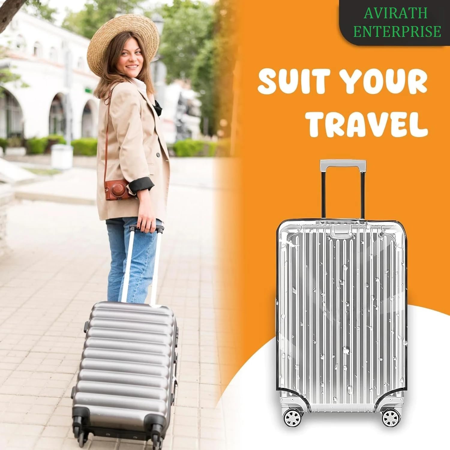 71ch7oodhl. sl1500 28 inch Trolley Bag Cover/Suitcase Bag Cover/Waterproof Dustproof Luggage Covers/Zippered Clear PVC Suitcase Covers Protectors (Pack of 1) (28 inch) (Heavy Quality)