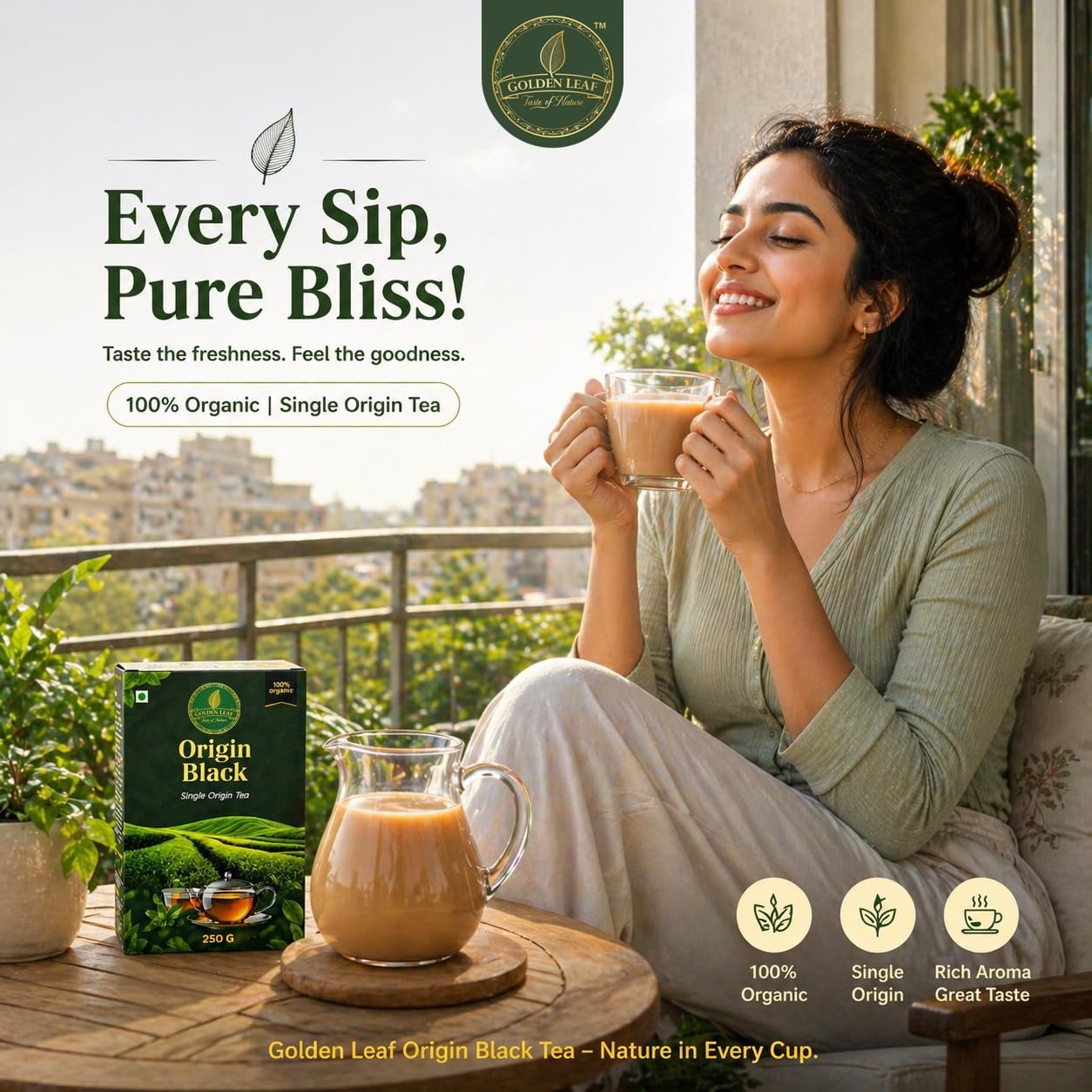 71j6t4gixl. sl1254 Golden Leaf Premium Tea | Pure & Organic | Fresh Flavour | Single Origin Tea | High Grown Strong Chai | Origin Black 250 g