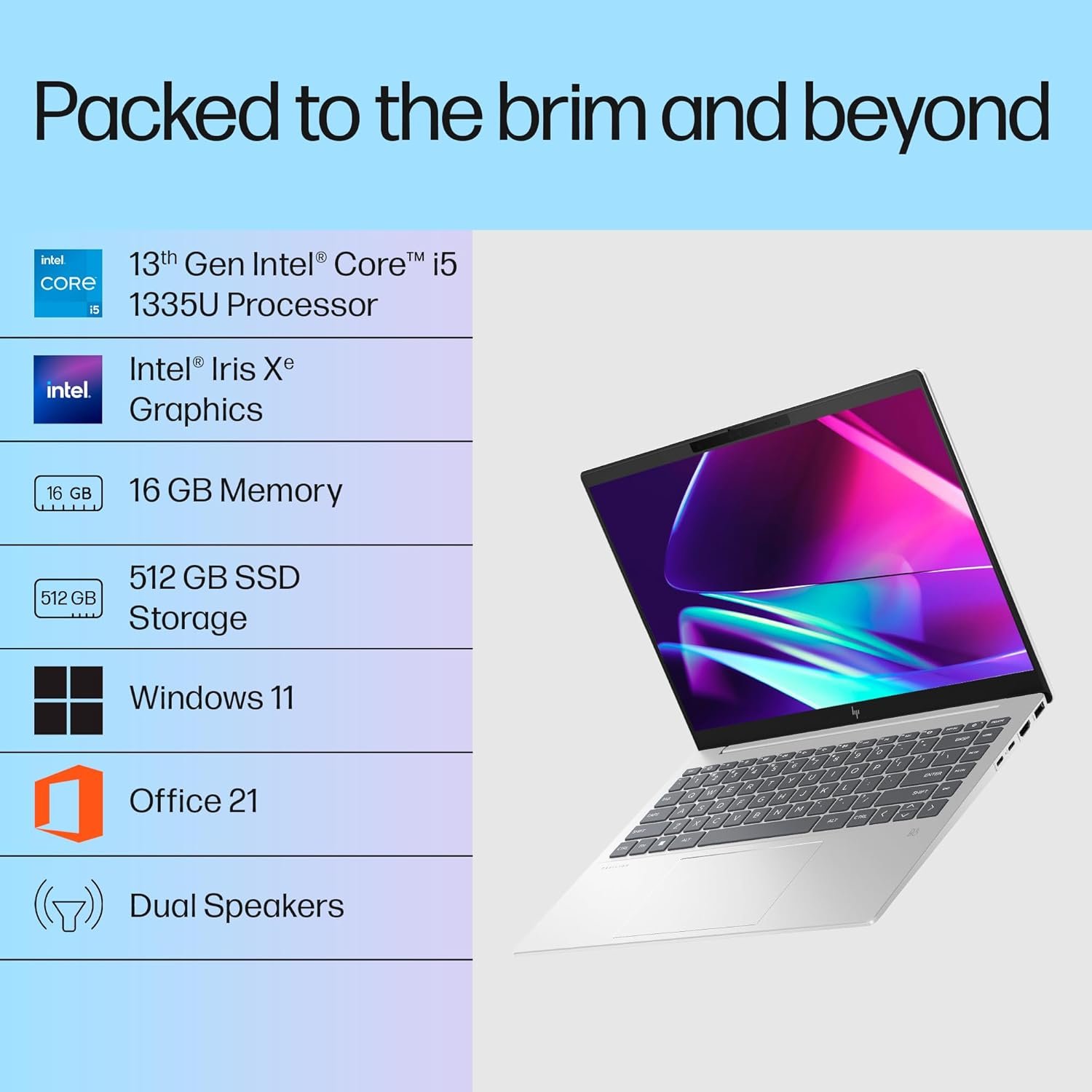 71jy4mfgfpl. sl1500 HP Pavilion Plus, 13th Gen Intel Core i5-1335U Laptop (16GB DDR5, 512GB SSD) IPS WUXGA Anti-Glare, 14/35.6cm, Win 11, MS Office, Silver, 1.44kg, Intel Iris Xe Graphics, 5MP IR Camera, ew0116TU/0107tu