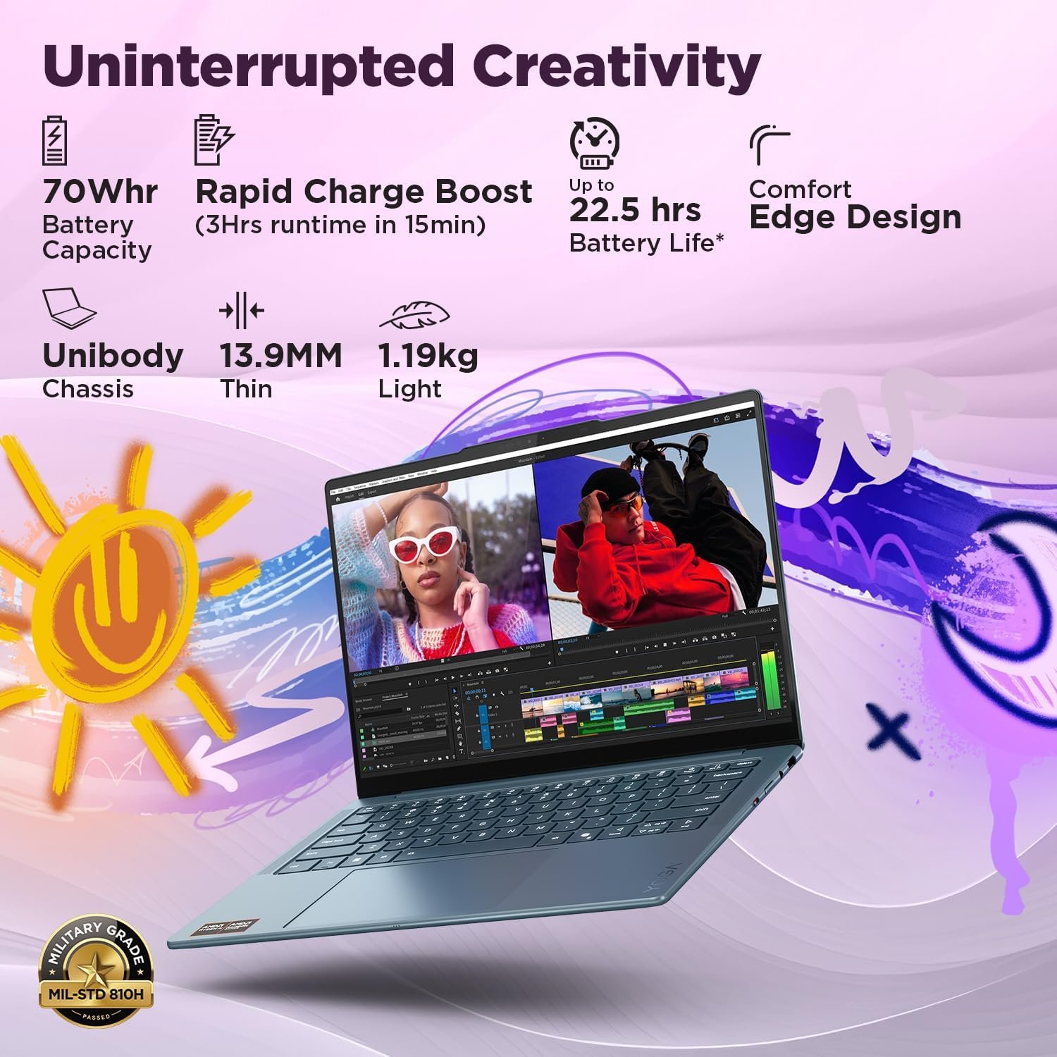 71ldgi1qgkl. sl1500 Lenovo Yoga Slim 7 AMD Ryzen AINow 7 350, 83JY005YIN AI Laptop, Copilot+ 32GB RAM/1TB SSD/14(35.5cm)WUXGA OLED/50 TOPS/Windows 11, Office Home 2024, Backlit Keyboard, 1Yr ADP Free, Teal, 1.19Kg