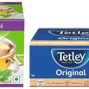 Tetley | Original | Rich Taste of Assam Tea |100 Tea Bags | 1.7g Each & Tetley Green Tea Immune Tulsi | With Added Vitamin C | Natural Flavour | 25 Tea Bags