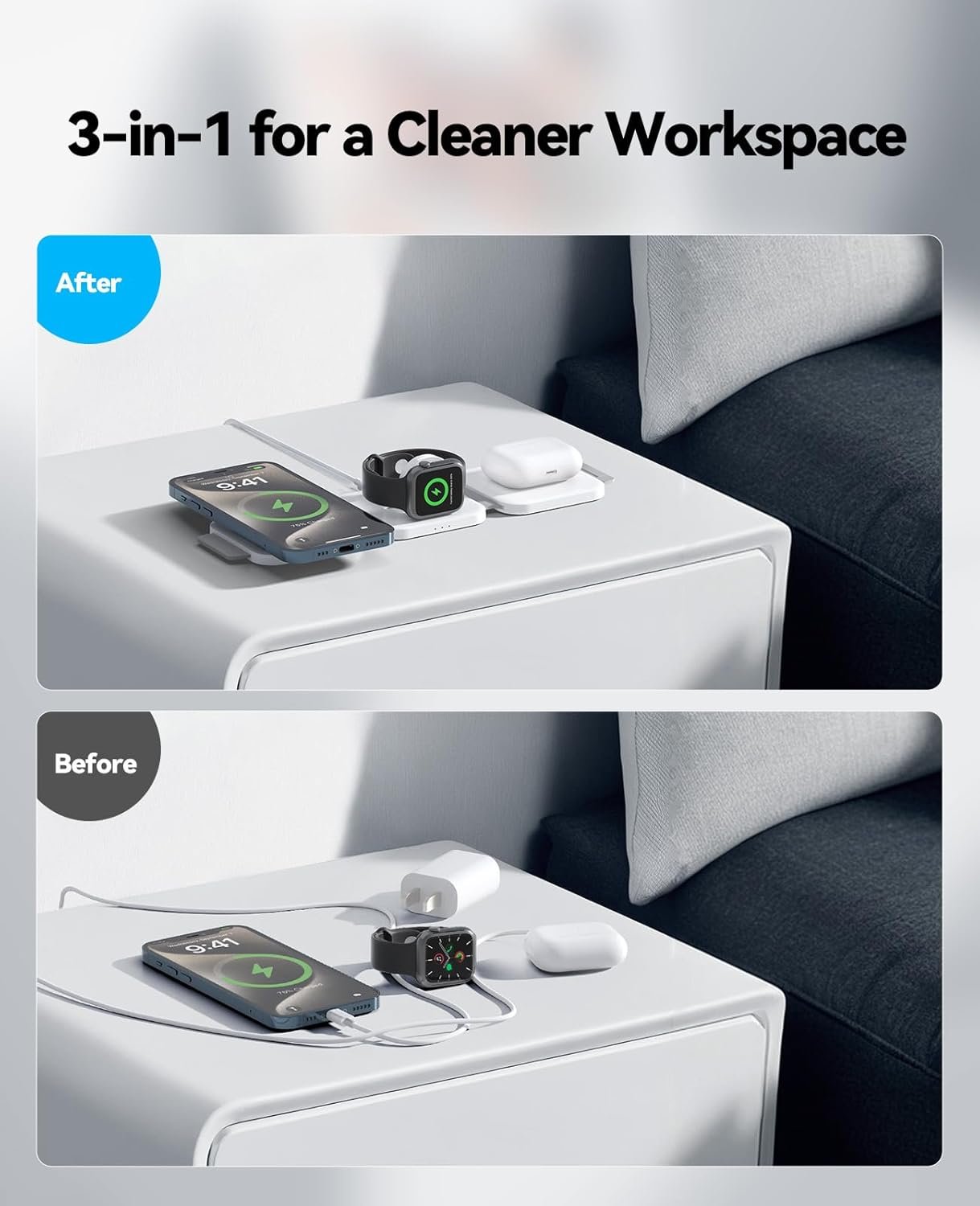 71q5mali8 l. sl1500 3 in 1 Charging Station for Apple Multiple Devices, Foldable Magnetic Fast Wireless Charger Dock, Travel Charging Pad for iPhone 17 16 15 14 13 12 Pro Max Plus Apple Watch Series & AirPods 4/3/2/Pro