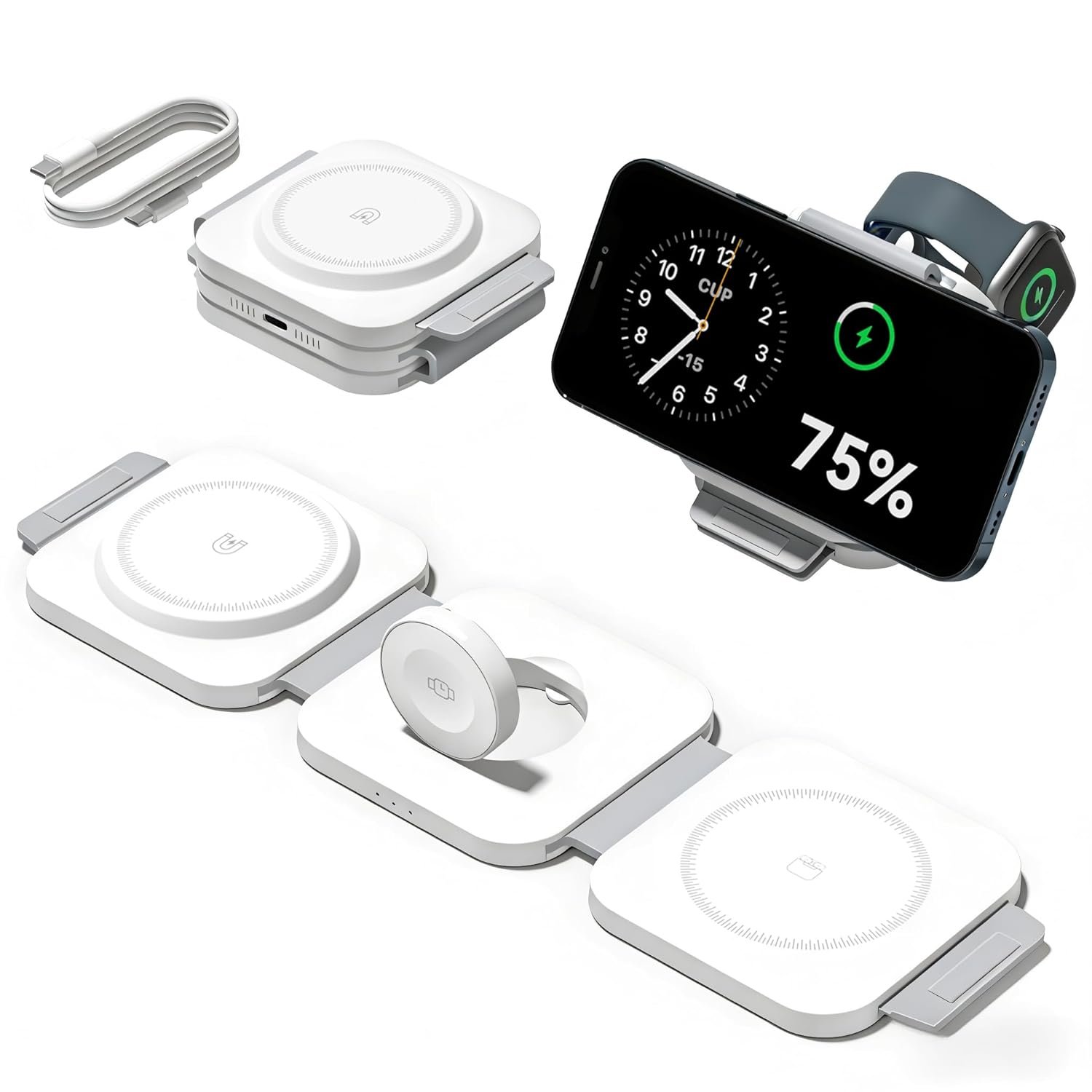 3 in 1 Charging Station for Apple Multiple Devices, Foldable Magnetic Fast Wireless Charger Dock, Travel Charging Pad for iPhone 17 16 15 14 13 12 Pro Max Plus Apple Watch Series & AirPods 4/3/2/Pro 3 in 1 Charging Station for Apple Multiple Devices, Foldable Magnetic Fast Wireless Charger Dock, Travel Charging Pad for iPhone 17 16 15 14 13 12 Pro Max Plus Apple Watch Series & AirPods 4/3/2/Pro