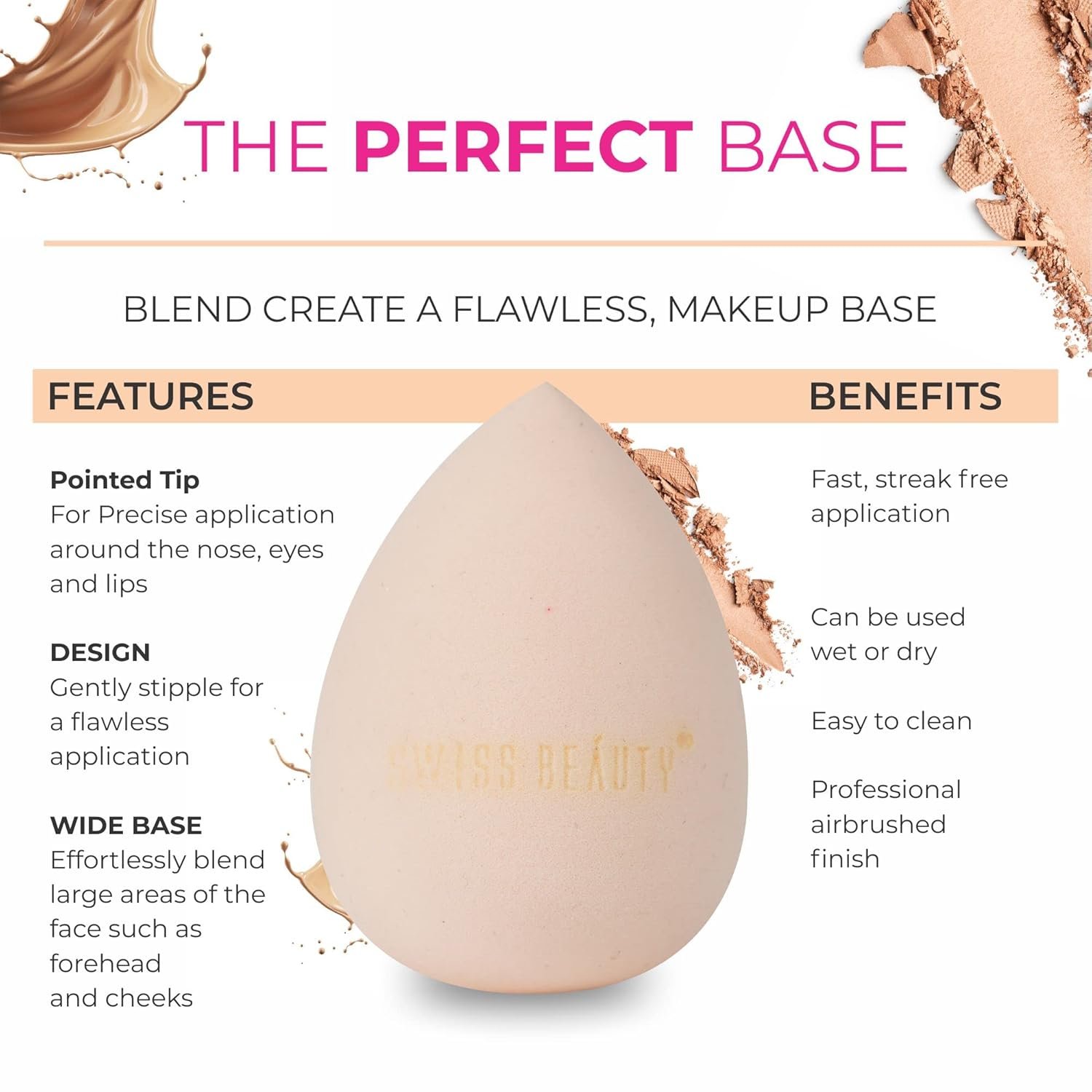 71wj2n4oxdl. sl1500 Swiss Beauty Makeup Buddy Beauty Blender for Face Makeup | Reusable Multi-Use Sponge | Flawless & Airbrushed Finish | Soft & Blendable | Shade 02