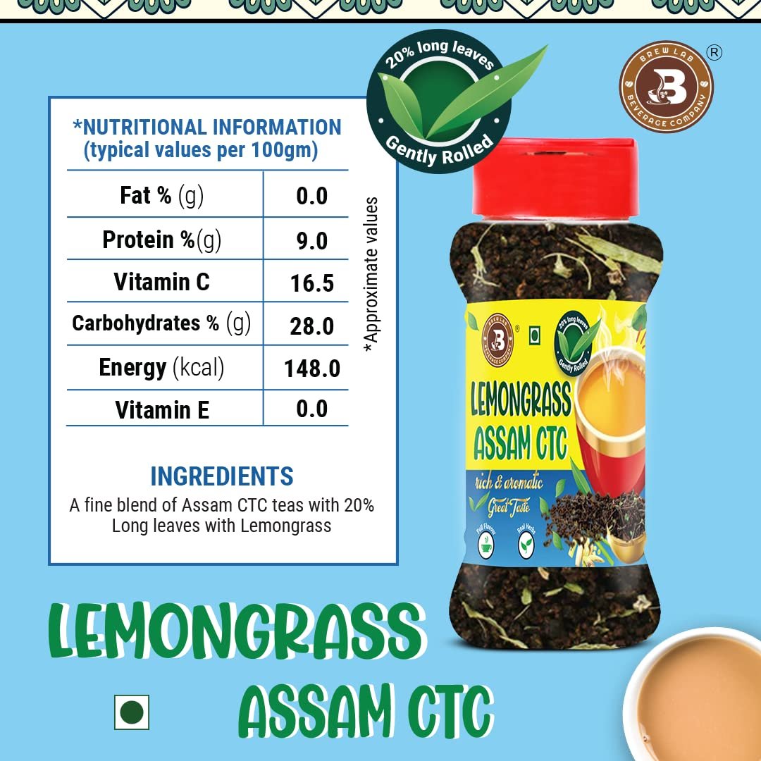71dndnzpm8l. sl1080 Brew Lab Lemon Grass Assam CTC | Rich & Aromatic Great Tate Goodness of Lemon Grass Lemon Grass Herbal Tea Plastic Bottle (100 g)